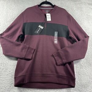 Alfani 1/4 Zip Sweater Mens Medium Black Burgundy AlfaTech Baseball Stretch‎ NWT